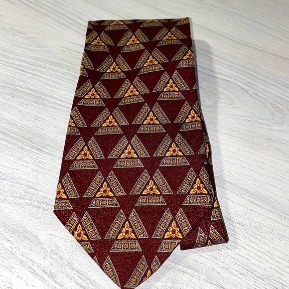 Valentino Cravatte Collection Maroon Gold Men’s Tie - Picture 1 of 5